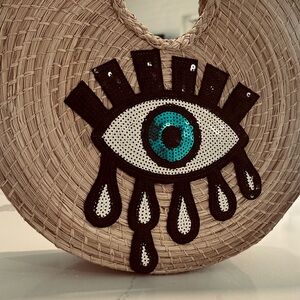 Tan Woven Eye Design Handbag
